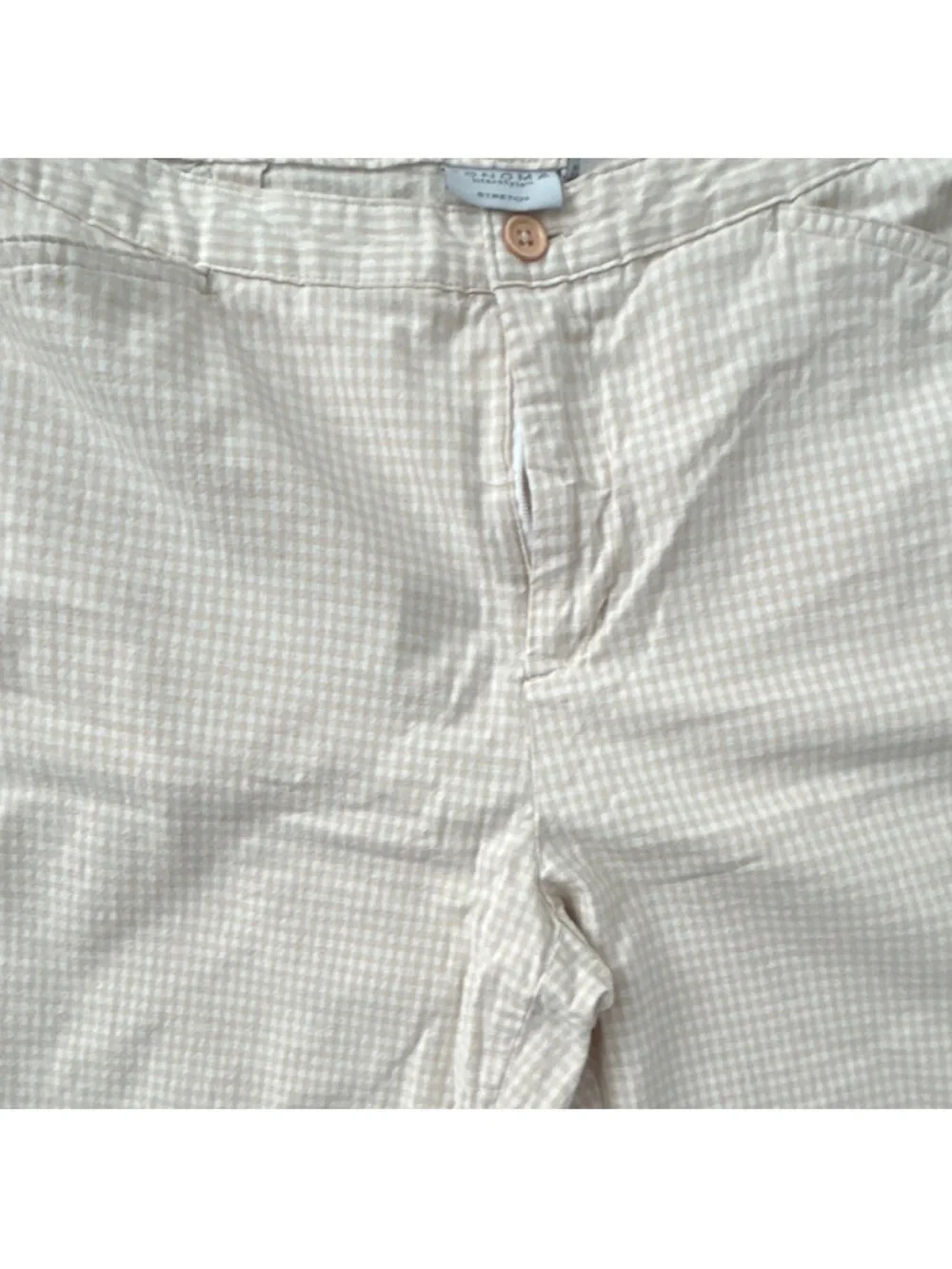 Sonoma Cream Gingham Cropped Pants
